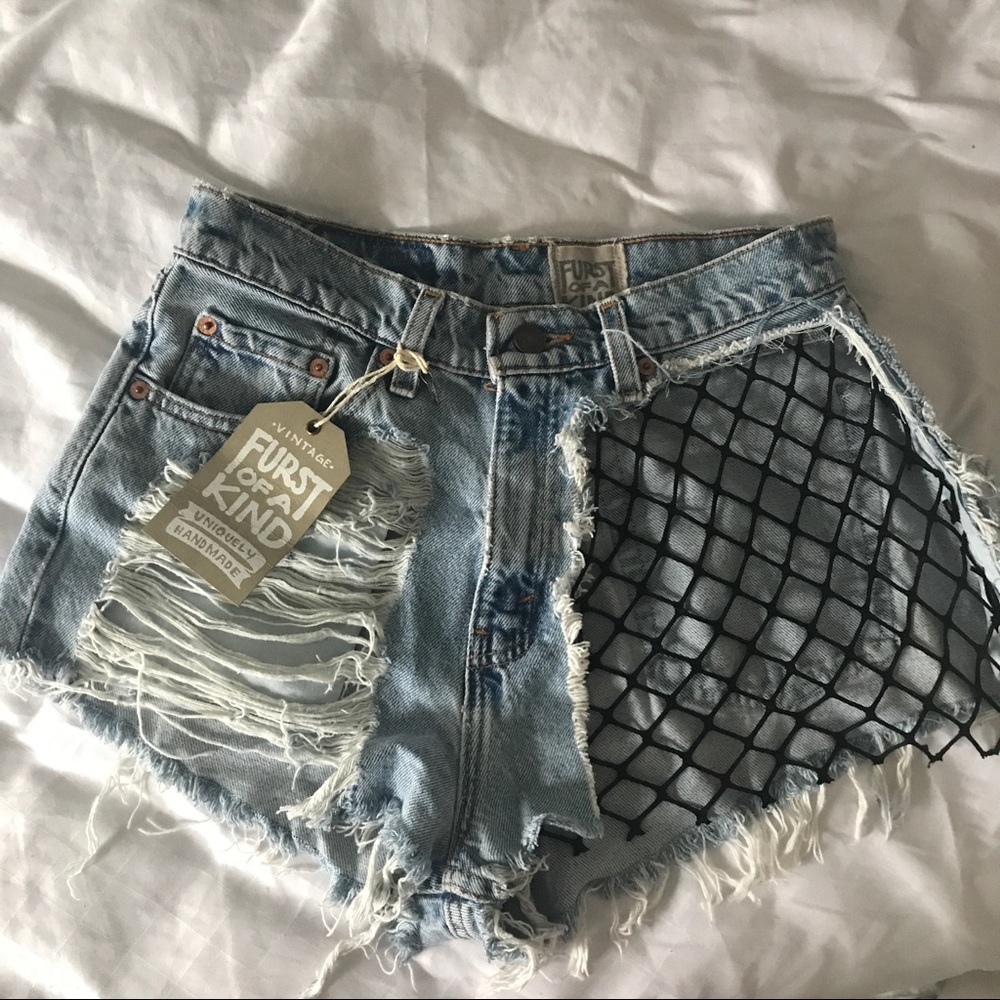 LF Furst Of a Kind Denim Levi shorts fishnet